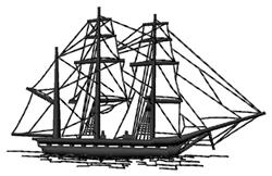 Clipper Ship - 4x4 ship beginner-friendly embroidery design for reusable tote bags