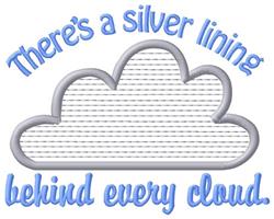 Whimsical cloud design features a soft gray shape with textured interior and uplifting blue text above and below.