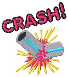 Bold comic explosion graphic featuring a gray sock with blue detailing, vibrant yellow and pink bursts, and the word 'CRASH!'
