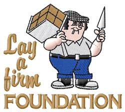Cheerful cartoon construction worker with a trowel and bricks, wearing a flat cap and blue pants, playful design.