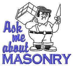 Playful construction worker with a checkered hat holding a brick and trowel, surrounded by bold blue text.