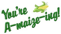 Playful text 'You’re A-maize-ing!' with a vibrant corn graphic, showcasing cheerful green and yellow colors for fall.