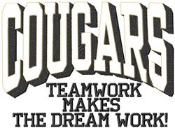 detailed cat machine embroidery pattern - Cougars Teamwork for decorative pillow covers