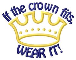 Playful crown with bright yellow color and whimsical shapes, featuring bold blue text: 'If the crown fits, WEAR IT!'
