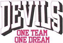 detailed team machine embroidery pattern - Devils Our Team for decorative pillow covers