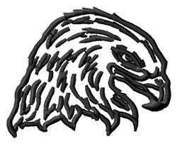 Stylized eagle head with bold black outlines and prominent feathers, conveying strength and movement.