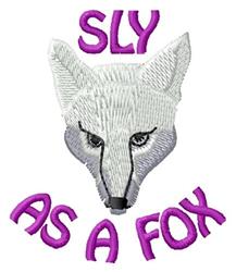 Whimsical fox head in white and gray with a sly expression, accented by bold purple 'SLY AS A FOX' text.