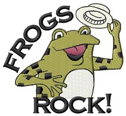 Cheerful frog in playful cartoon style, wearing a hat with 'FROGS ROCK!' text, colorful and vibrant.