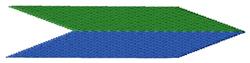 Geometric shape featuring abstract dual triangular segments in green and blue with clean lines, ideal for modern decor.