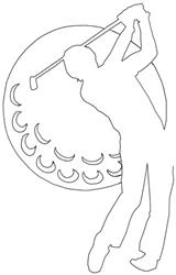 beginner-friendly scene machine embroidery pattern - Golf Scene for reusable tote bags