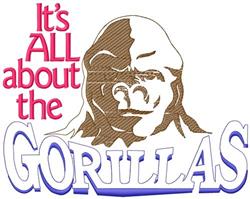 Playful gorilla in vibrant brown with bold pink and blue text, cheerful cartoon design for kids.