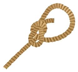 Knot structure with a textured ribbon showcasing intricate twists and loops in warm beige, expertly embroidered.