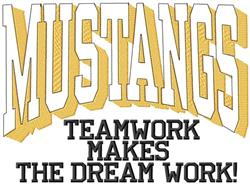 teamwork detailed machine embroidery - Mustangs Teamwork perfect for cute baby onesies