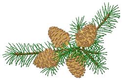 detailed tree machine embroidery pattern - Pine Cones perfect for reusable tote bags