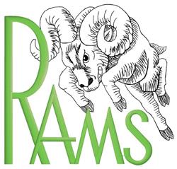 detailed logo machine embroidery pattern - Rams Logo perfect for themed parties