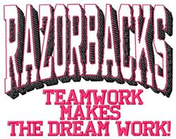 teamwork detailed machine embroidery - Razorbacks Teamwork perfect for kitchen aprons