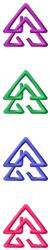 Stylized triangle logo with clean lines in vibrant purple, green, blue, and pink variations.