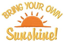 Cheerful sun graphic with bright yellow rays, bold 'BRING YOUR OWN' text, perfect for summer.
