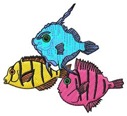 Three Fish - 4x4 fish detailed machine embroidery design perfect for kitchen tea towels