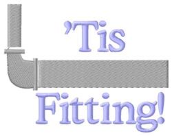 'Tis Fitting! playful text in light purple, framed by decorative gray piping for a cheerful seasonal touch.