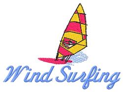 Playful windsurfer with bright pink and yellow sails, splashing water, in a vibrant summer scene.