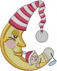 Crescent Moon Baby Embroidery Design | EmbroideryDesigns.com
