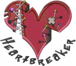 Broken Heart Breaker Embroidery Design | EmbroideryDesigns.com