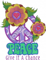 Peace Sign Flower Give Embroidery Design | EmbroideryDesigns.com
