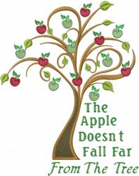 Apple Doesnt Fall Far - tree detailed embroidery design for decorative pillow covers