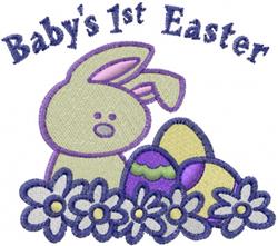bunny rabbit detailed machine embroidery - Babys 1st Easter for reusable tote bags
