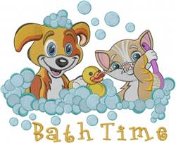 kitten detailed machine digital embroidery - Bath Time perfect for Kids Aprons