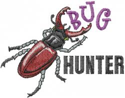 Playful beetle with vibrant red and black details alongside bright 'BUG HUNTER' text, perfect for kids.