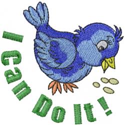 Bluebird Can Do It - 4x4 bird beginner-friendly embroidery design for decorative pillow covers