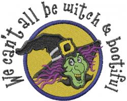 detailed halloween witch machine embroidery pattern - Bootiful Witch Head for kitchen tea towels