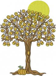 pumpkin detailed machine embroidery - Candy Corn Tree perfect for kitchen tea towels