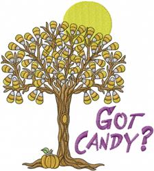 Candy Corn Tree - 6x10 pumpkin detailed embroidery design for kitchen tea towels