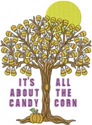 pumpkin detailed machine embroidery - Candy Corn Tree for patchwork quilt blocks
