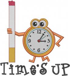 Playful cartoon clock with large eyes, light orange color, and 'Time's Up' text, perfect for whimsical decor.