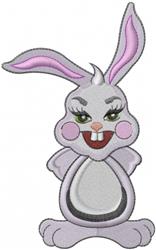 Playful rabbit with light purple fur and large ears, featuring a cheerful smile, perfect for Easter.