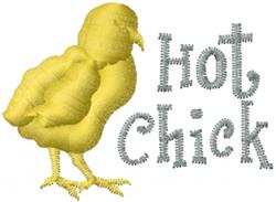 Playful yellow chick with rounded shapes, 'Hot Chick' gray text, soft textures, perfect for Easter.
