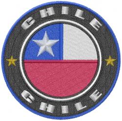 Chile flag circular patch with bold blue and red colors, featuring a white star and 'CHILE' text.