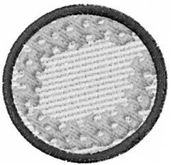 Circular patch with a solid black border and a textured fill, featuring alternating light and dark shades.