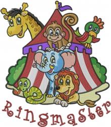 detailed bird machine embroidery pattern - Circus Ringmaster perfect for kitchen aprons