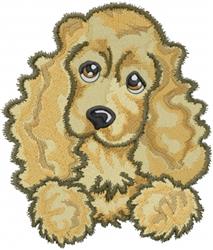 Cocker Spaniel - puppy dog detailed machine embroidery design for reusable tote bags