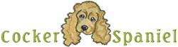 Playful Cocker Spaniel with large, expressive eyes and curly fur, paired with whimsical green text.