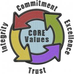 Core Values - value detailed machine embroidery design perfect for reusable tote bags