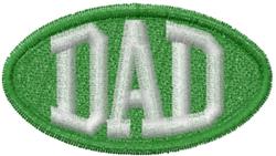 Bold 'DAD' patch in white letters on a clean green oval background, perfect for Father's Day celebrations.