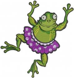 Dancing Toad - toad detailed machine embroidery design for decorative pillow covers
