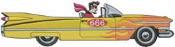 car detailed machine digital embroidery - Devil Car perfect for reusable tote bags