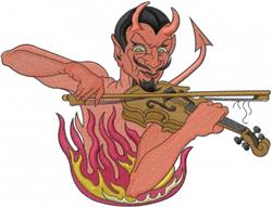 Devil in Flames - 6x10 flame detailed embroidery design for decorative pillow covers